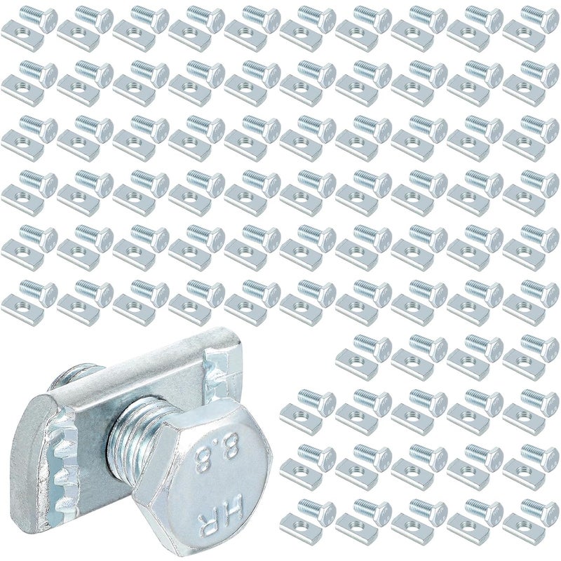 Yaocom 80 Pcs Channel Nut and 1/2 x 15/16 Bolt for All 1-5/8 Strut Channel, Galvanized Plating Steel Screws for Use in Construction, Industry, Construction Sites, Factories - Image 1